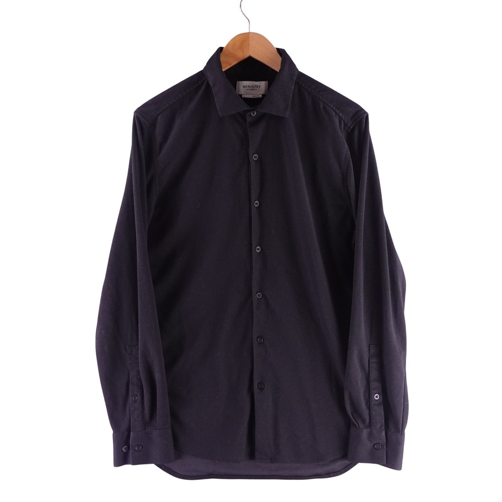 Ministry of Supply Mens Large Apollo Shirt Black Long Sleeve Outlast Button Down